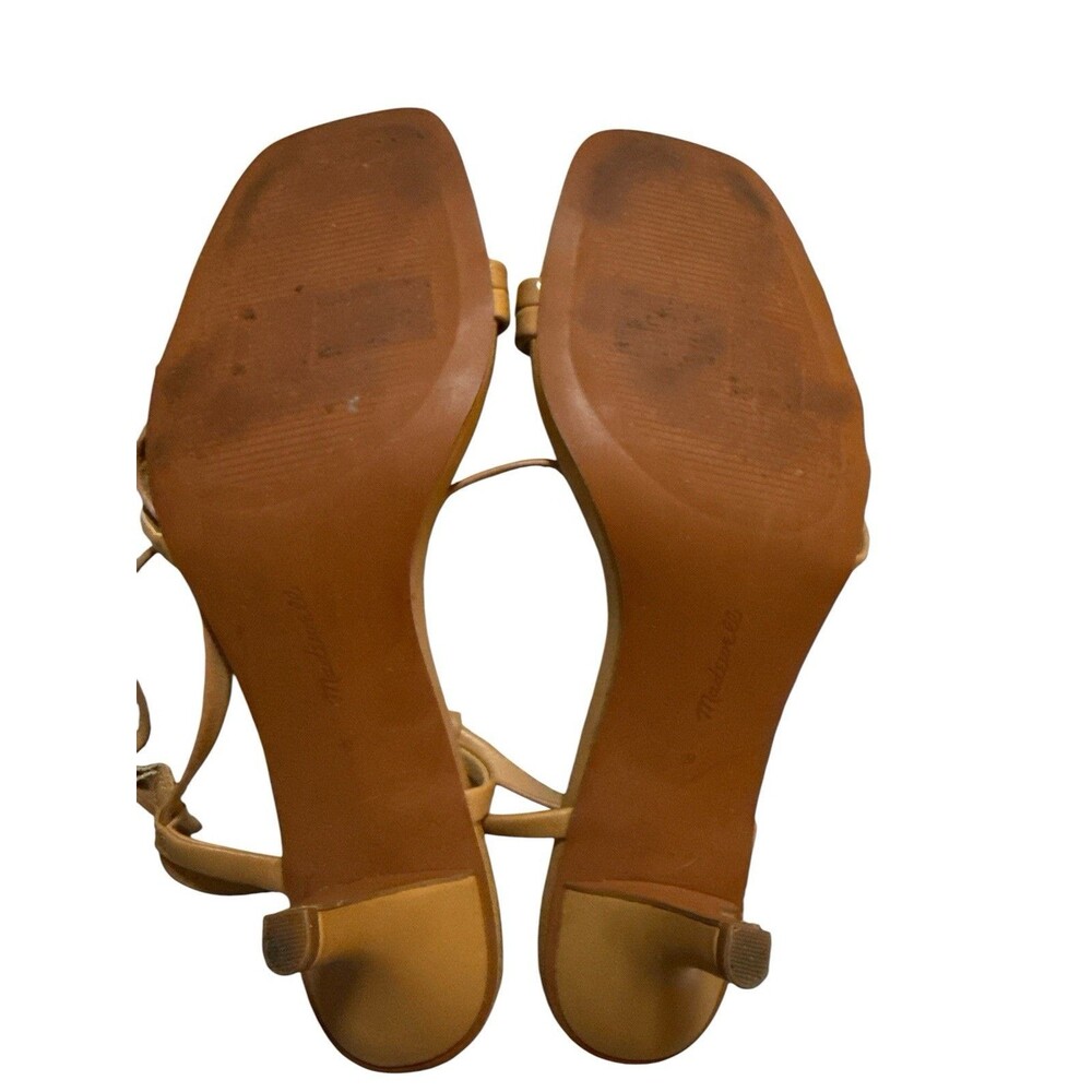 Madewell Shia Ankle Strap Sandals Tan Leather Clean Girl Minimalist Heels Size 9 - Picture 7 of 7